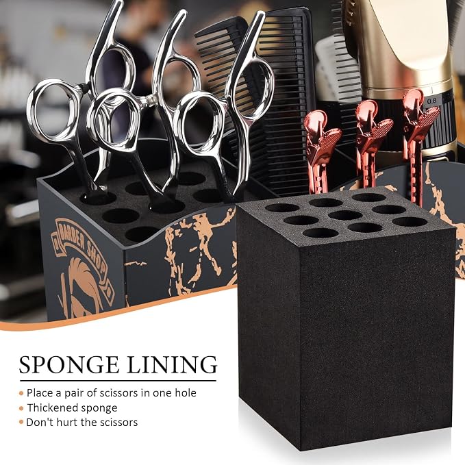 Noverlife Barber Scissors Holder Box, Professional Salon Hairdressing Scissors Rack Holder Storage Organizer for Hairstyling Combs Clips Brushes.