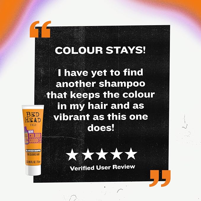 Bed Head by TIGI Colour Godess Shampoo Travel Mini – Oil Infused Shampoo for Color Treated Hair, 2.53 fl oz (Pack of 2)
