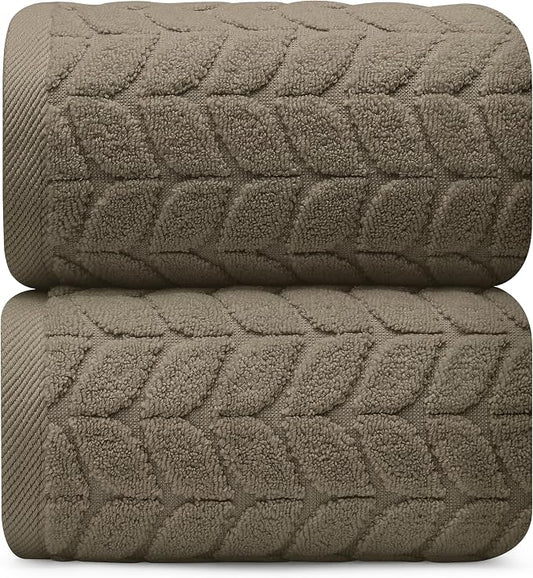 Alusa Home Ultra Soft & Stylish 700 GSM Luxury Bath Sheets | Pack of 2 | Extra Large 35x70 Inches | 100% Zero-Twist, Long-Staple Cotton | Remarkably Absorbent (Taupe)