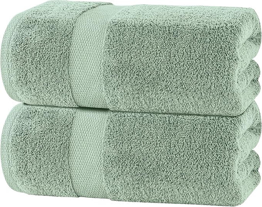 White Classic Luxury Soft Bath Sheet Towels - 650 GSM Cotton Luxury Towels Extra Large 35x70 | Highly Absorbent and Quick Dry | Hotel Quality, Green, 2 Pack
