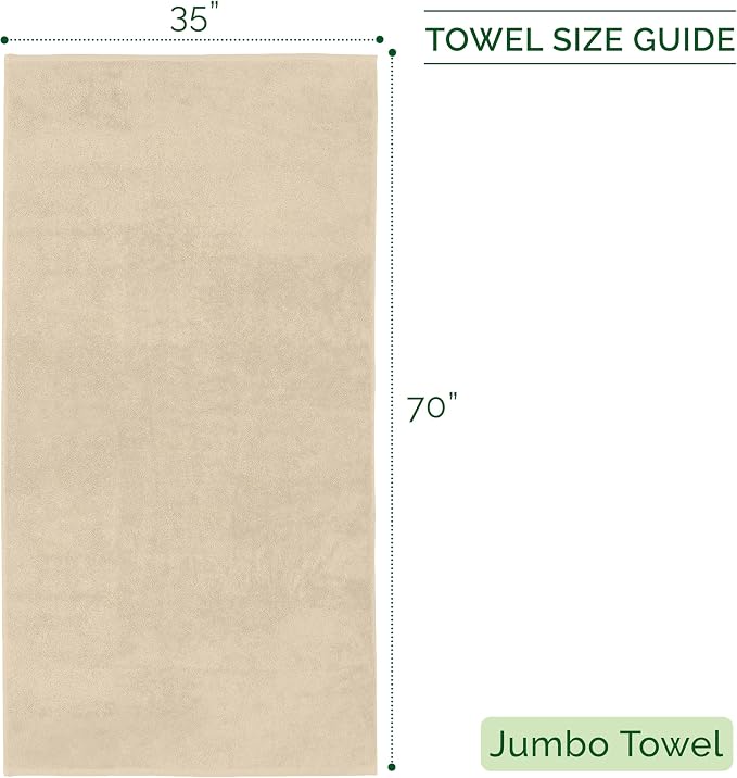 Elegant Comfort Three Line Popcorn Towel Set for Bathroom 35 x 70 inches, Premium Hotel Quality 1-Pack Jumbo Towels, 100% Turkish Cotton, Soft and Durable, Quick Dry and Highly Absorbent, Ivory
