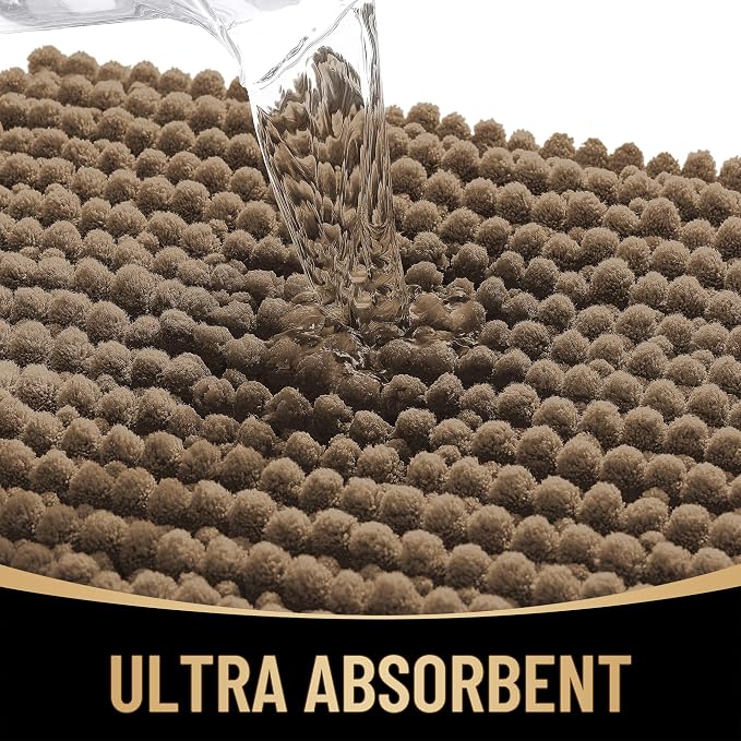 OLANLY Thick Bathroom Rugs 30x20, Extra Soft Absorbent Chenille Bath Rugs, Rubber Backing, Machine Wash Dry, Bath Mats for Bathroom Floor, Tub and Shower, Home Decor Accessories, Tan
