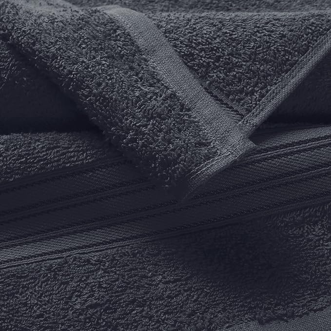 BOUTIQUO 6 Pack Cotton Towel Set, Contains 2 Bath Towels 28x55 inch, 2 Hand Towels 16x24 inch & 2 Wash Coths 12x12 inch, Ideal Everyday use, Ultra Soft Compact & Lightweight - Charcoal Grey