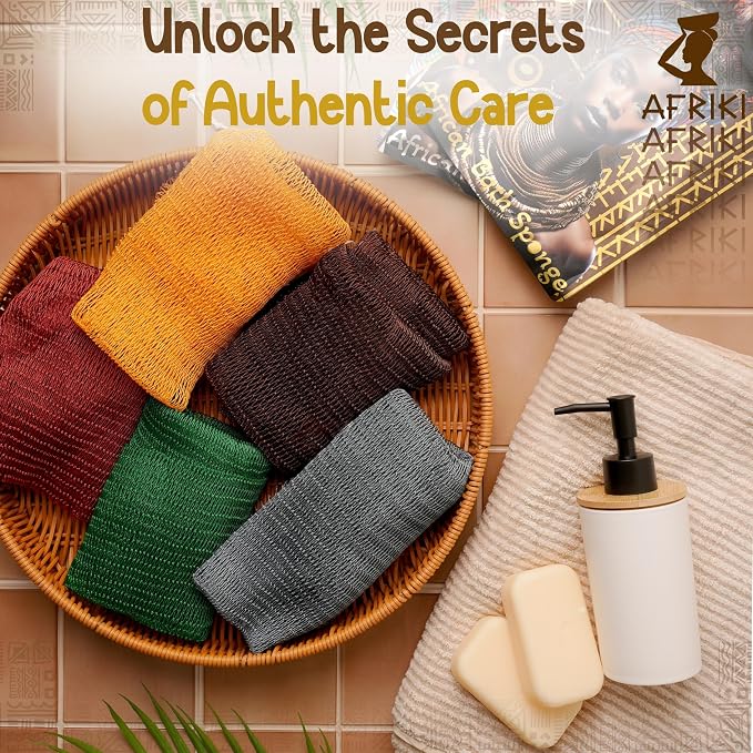 African Net Sponge, Premium Authentic Exfoliating Body Scrubber, Extra Long Stretch Bath Sponge for Shower, Deep Exfoliating Washcloth for Smooth Skin, 1 Pack (Honey Yellow)