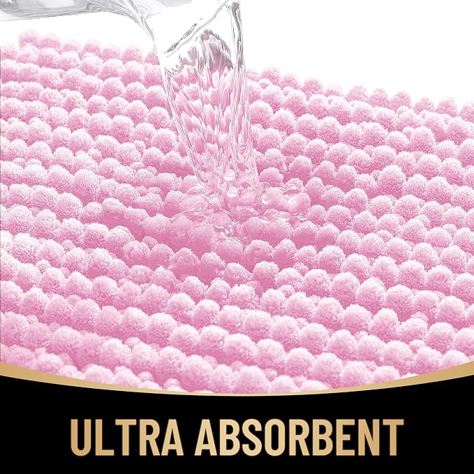 OLANLY Thick Bathroom Rugs 36x24, Extra Soft Absorbent Chenille Bath Rugs, Rubber Backing, Machine Wash Dry, Bath Mats for Bathroom Floor, Tub and Shower, Home Decor Accessories, Pink