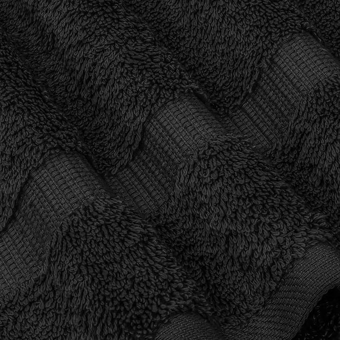 Chakir Turkish Linens 12 Piece Washcloth Set, 100% Cotton Luxury Turkish Washcloths for Bathroom, Soft Absorbent Washcloths, 13 x 13 Inches, Black