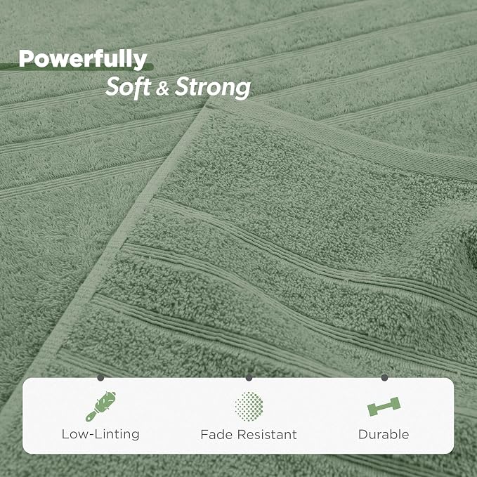 Martex Ultimate Performance 6-Piece Towel Set, Sage | 100% Cotton, Supersoft & Absorbent, Low-Linting, Easy Care, Versatile, 2 Bath Towels, 2 Hand Towels, 2 Wash Cloths