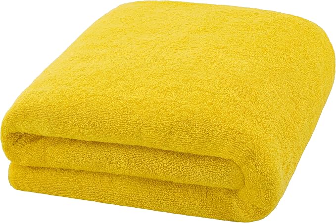 100% Cotton Oversized 40x80 Bath Sheet, Turkish Bath Towels for Bathroom Extra Large, Yellow Bath Sheet