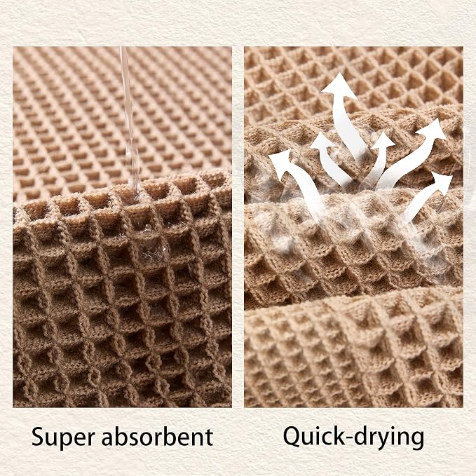 Waffle Bath Mat Non Slip, Boho Bathroom Rug, Super Absorbent Quick Dry Bathroom Mat, Soft Farmhouse Bath Rug with Tassels, Small Washable Shower Mats for Floor 16"x24", Square Brown