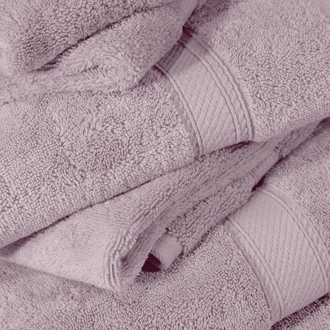 SUPERIOR Egyptian Cotton Ultra Plush & Absorbent, 6 Piece Set, Purple | Quick Dry, Soft Luxury Towel Set, Bath Essentials, Guest Bath, Spa, 2 Bath, 2 Hand, 2 Face Towels, Madeline Towels
