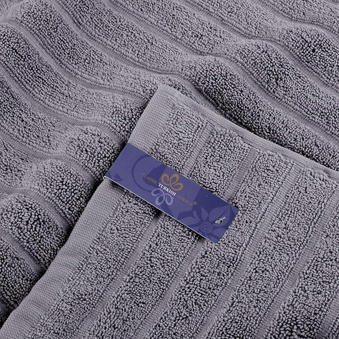 Classic Turkish Towels CTT - Luxury Jumbo Bath Sheet 3 Piece, 100% Turkish Cotton, Absorbent & Ultra Comfy Bath Towel Sheets for Hotels & Spa | 40"x65" (Grey)