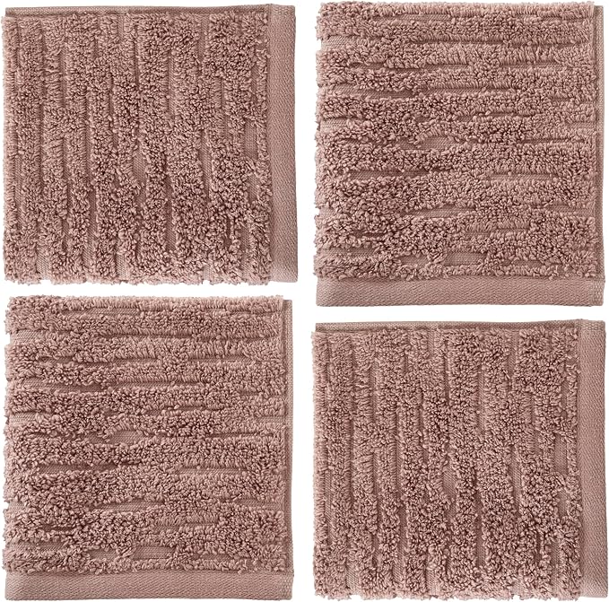 SKL Home CloudSoft Cotton Luxury 4-Piece Washcloth Set, Clay