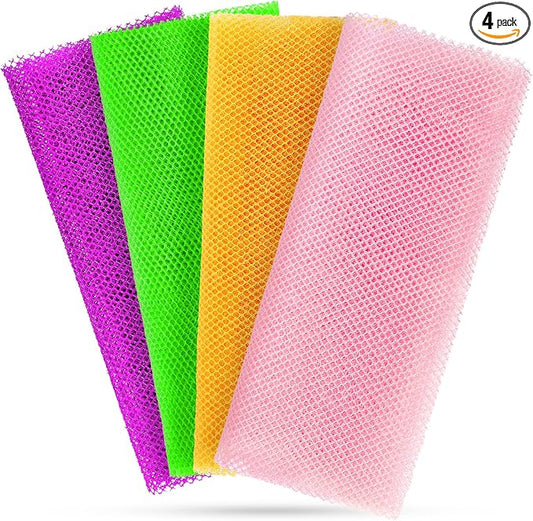 African Net Sponge for Deep Exfoliation – African Net Sponge Authentic, Exfoliating Washcloth, Long-Lasting African Exfoliating Net for Smooth Skin & Cleansing(Purple, Pink, Green, Orange)