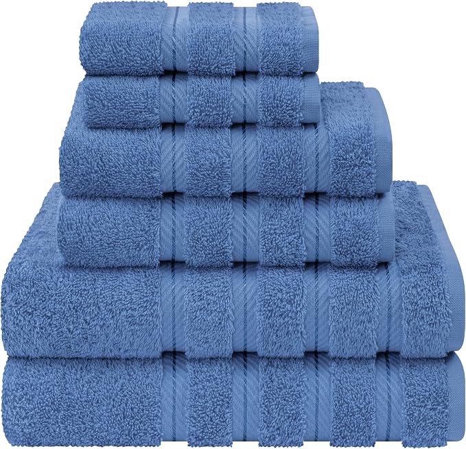 American Soft Linen 100% Cotton Luxury Turkish Towels, 6 Piece Towel Set | Soft Absorbent Quick Dry OEKO Tex Standard 100 Certificated Durable Machine Washable Breathable Premium Hotel Quality