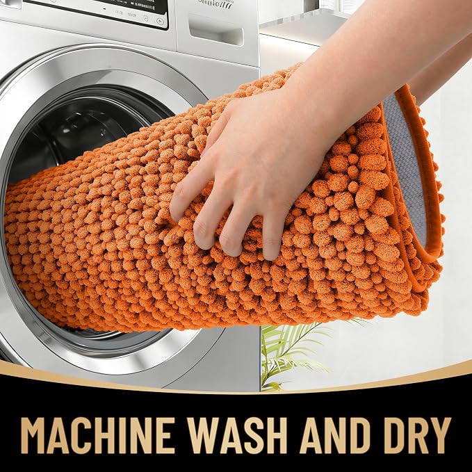 OLANLY Thick Bathroom Rugs 30x20, Extra Soft Absorbent Chenille Bath Rugs, Rubber Backing, Machine Wash Dry, Bath Mats for Bathroom Floor, Tub and Shower, Home Decor Accessories, Clay