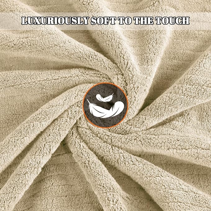 Bath Towels Set of 4 Extra Large 35 x 70 Inches,Luxury Thick High Absorbent and Quick Dry Bath Sheet,Ultra Soft Microfiber,Bathroom,Beach,Yoga,Sport,SPA,Fitness (Beige)