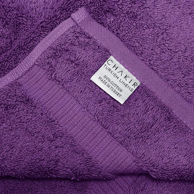 Chakir Turkish Linens 4 Piece Hand Towels, 100% Cotton Turkish Towels for Bathroom, Luxury Soft Absorbent Hand Towel Set, 16 x 30 Inches, Eggplant