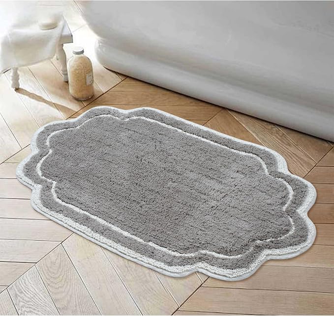 Home Weavers Allure Collection 100% Cotton Tufted Bathroom Rug, Soft and Absorbent Bath Rugs, Non-Slip Bath Carpet, Machine Wash Dry Bath Mats for Bathroom Floor, 24"x40" Bath Rug, Gray