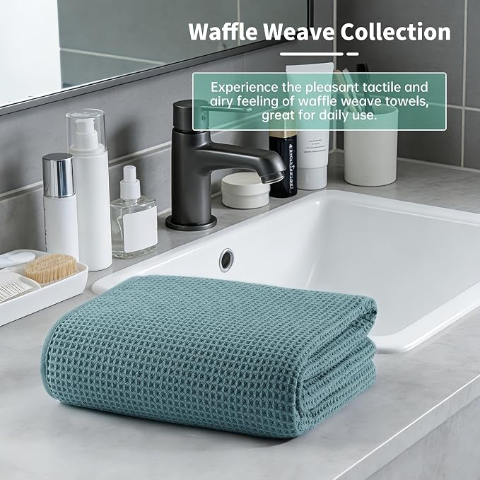MICROFI Microfiber Waffle Bath Sheet, Quick Dry, Lint Free, 40 x 80 inches (101.6 x 203.2 cm), 1 Count, 430 GSM (Green)