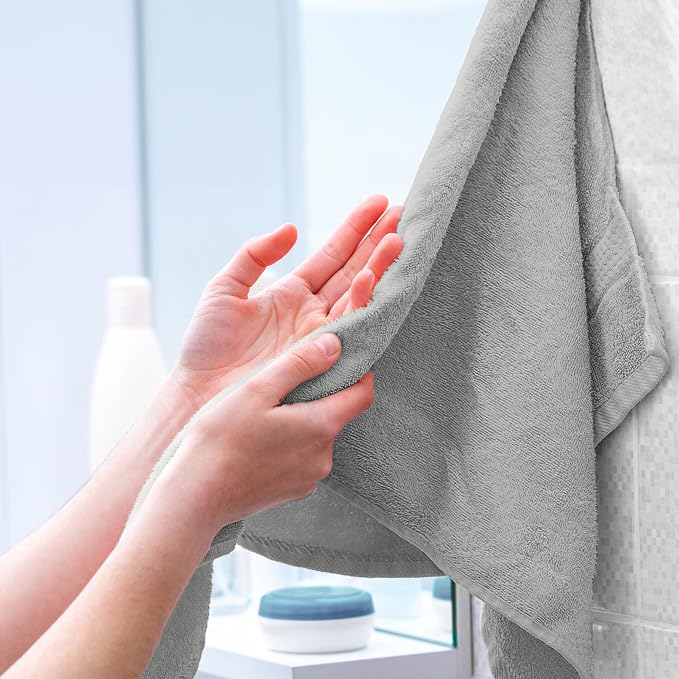 Martex Easy Living Everyday 6-Piece Bathroom Towel Set, Grey | 2 Bath Towels, 2 Hand Towels, 2 Wash Cloths, 100% Cotton, Soft, Quick-Dry