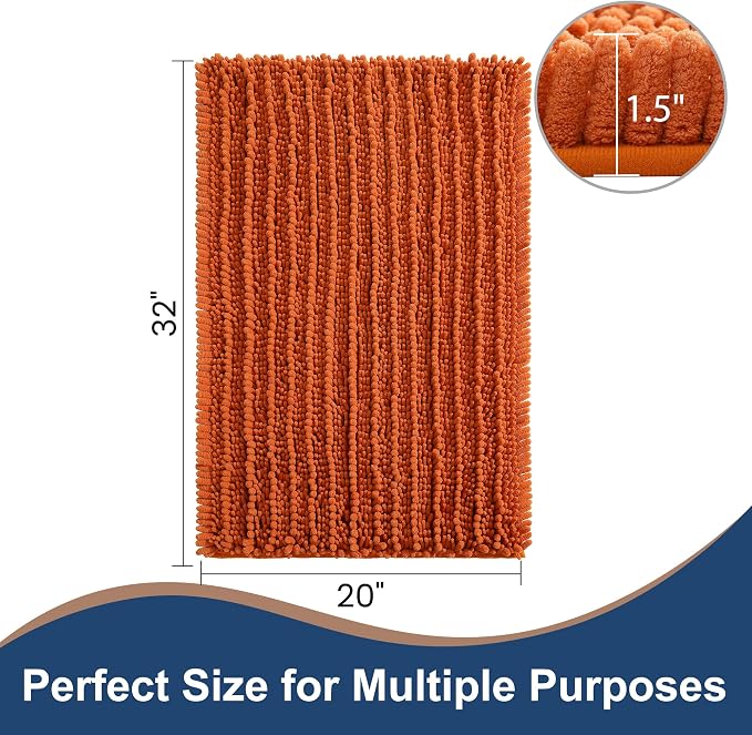 FLOLEOPA Soft Plush Microfiber Bathroom Rugs, Absorbent Bath Rugs Non Skid Machine Wash Dry Bath Mats for Tub,Shower and Bath Room Floor Mats(Burnt Orange,20x32 inches)