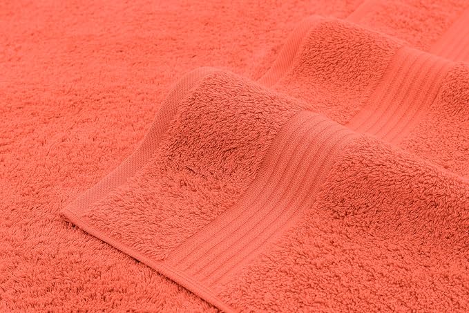 American Bath Towels 100% Cotton 6 Piece Turkish Towel Set, Ultra Soft Absorbent Bathroom Towels, 2 Bath Towel 2 Hand Towels 2 Washcloths, Coral