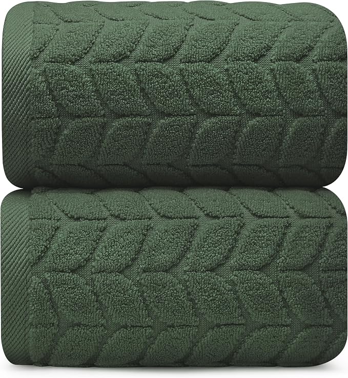 Alusa Home Ultra Soft & Stylish 700 GSM Luxury Bath Sheets | Pack of 2 | Extra Large 35x70 Inches | 100% Zero-Twist, Long-Staple Cotton | Remarkably Absorbent (Hunter Green)