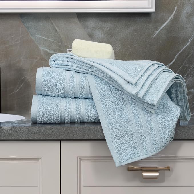 Tens Towels Pack of 4 Soft Bath Towels, 100% Cotton, 27 x 54 Inches, Lightweight & Quick-Dry, Ideal for Daily Bathroom Use, Practical & Comfortable, Sky Blue