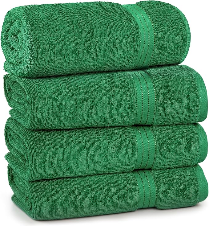 Bliss Casa 4 Pack 100% Cotton Bath Towels - Ultra Soft & Highly Absorbent Thick Bathroom Towel Set (27 X 54 Inch) - Durable, Luxurious, Quick-Dry & Long-Lasting Premium Quality Towels for Everyday Use