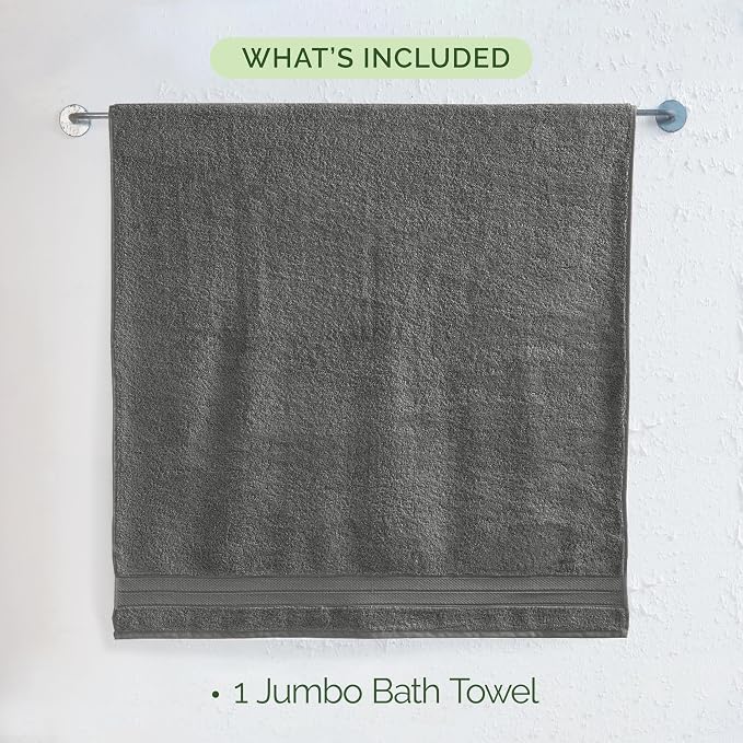 Elegant Comfort Three Line Popcorn Towel Set for Bathroom 35 x 70 inches,Premium Hotel Quality 1-PACK Jumbo Towels, 100% Turkish Cotton, Soft and Durable, Quick Dry and Highly Absorbent, Charcoal Gray