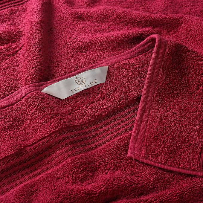 Superior Egyptian Cotton 12-Piece Towel Set, Assorted Towels for Home Bathroom, Master, Guest Bath, Decor Essentials, Includes 4 Bath, 4 Hand, 4 Face Towels/Washcloths, Quick Dry, Absorbent, Burgundy
