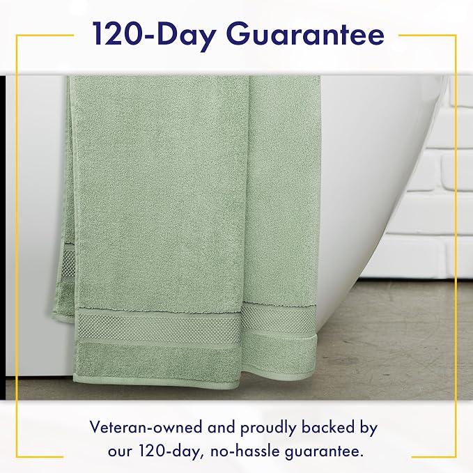 Alusa Home 100% Organic Zero-Twist Cotton Towels - GOTS Certified Luxury Bath Towels - Ultra Soft & Plush 700GSM Long-Staple Cotton - 6 Piece Towel Set (Eucalyptus Green)