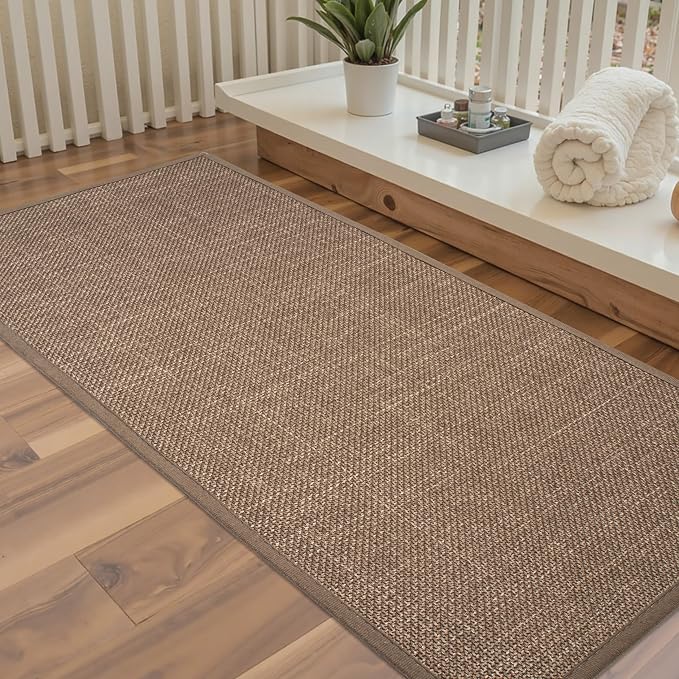 Large Bathroom Rugs Runner Bathroom Mat Quick Dry, Non Slip Bath Mat, Machine Washable Rugs 17"x 47", Camel, Thin Bath Mat Fit Under Door