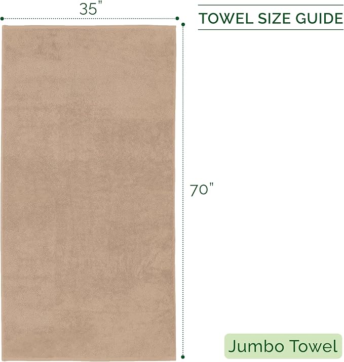 Elegant Comfort Three Line Popcorn Towel Set for Bathroom 35 x 70 inches, Premium Hotel Quality 1-Pack Jumbo Towels, 100% Turkish Cotton, Soft and Durable, Quick Dry and Highly Absorbent, Tan