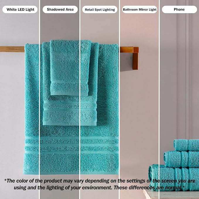 Hawmam Linen Teal Turquoise Bath Towels 4 Pack Soft and Absorbent, Premium Quality Perfect for Daily Use 100% Cotton Towel 600 GSM