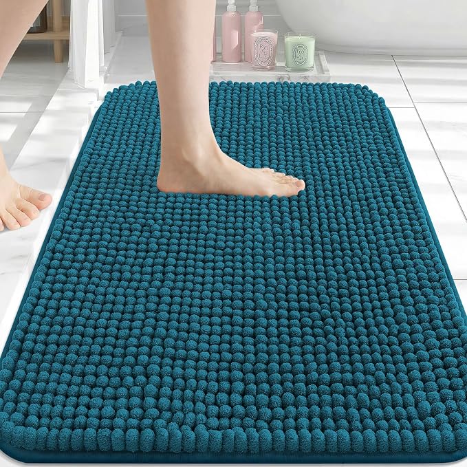 Arotive Bathroom Rugs 34" x 21", Ultra Soft Absorbent Chenille Bath Rugs, Rubber Backing, Machine Washable Bath Mats for Bathroom Floor, Tub and Shower, Home Decor Accessories, Peacock Blue