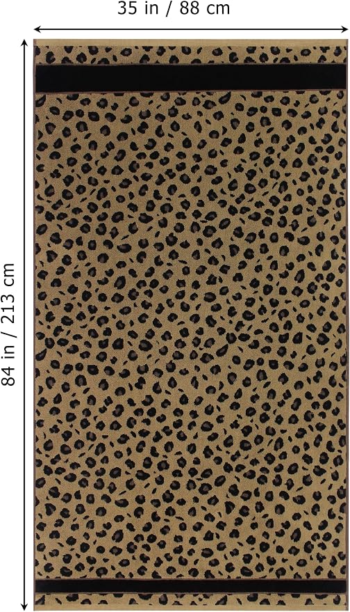 COTTON CRAFT Oversized Bath Sheet - 2 Pack Extra Large 35 x 84 Animal Print Leopard Cheetah Africa Safari 100% Cotton Jacquard Towel - Soft Absorbent Luxury Bathroom Shower Spa 500 GSM Bath Sheet