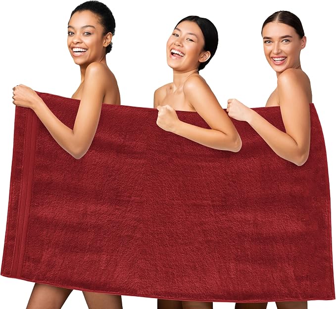 Elegant Comfort Three Line Popcorn Towel Set for Bathroom 35 x 70 inches, Premium Hotel Quality 1-Pack Jumbo Towels, 100% Turkish Cotton, Soft and Durable, Quick Dry and Highly Absorbent, Burgundy
