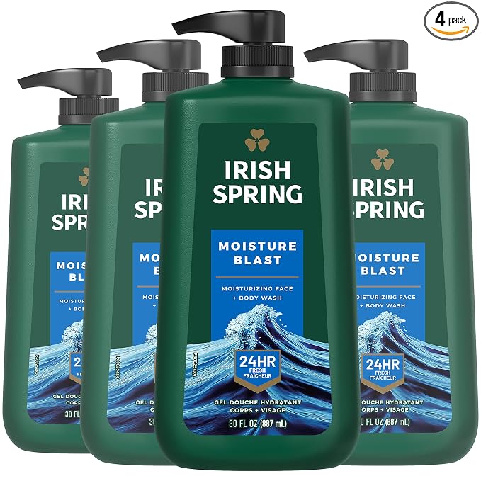 Irish Spring Moisture Blast Body Wash, 30 Oz Pump (Pack of 4)