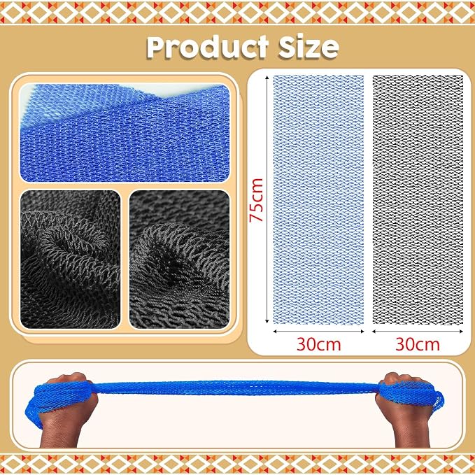 2 Pieces African Net Sponge Authentic Shower loofah exfoliating Body Scrubber Face Washcloth for Cleansing & Gentle Daily Exfoliation Travel wash Cloth Easy to Reach Your Back