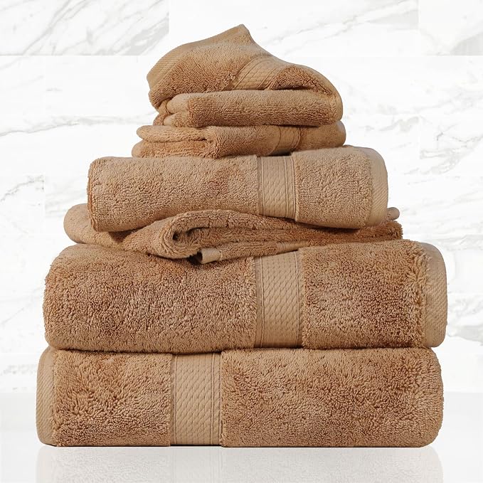 SUPERIOR Egyptian Cotton Ultra Plush & Absorbent, 6 Piece Set, Rust | Quick Dry, Soft Luxury Towel Set, Bath Essentials, Guest Bath, Spa, 2 Bath, 2 Hand, 2 Face Towels, Madeline Towels