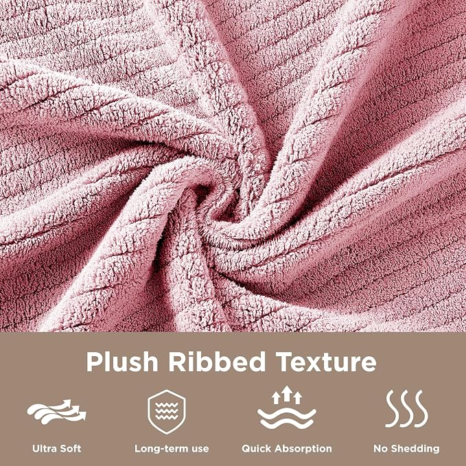 Oversized Bath Towels 8 Piece Towel Set, 2 Extra Large Bath Sheets, 2 Hand, 4 Washcloths, Luxury Soft Super Absorbent Thick Shower Towels for Bathroom, Spa & Hotel, Quick Dry, Pink