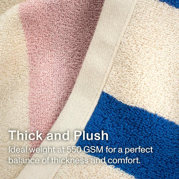 Everlayer Luxury Bath Sheets - Reversible 2 in 1 Design, 35"x 70", 1 Piece, 550 GSM - 100% Combed Cotton, Ultra Soft, Thick Bath Sheet, Made in Portugal (Calamine Sky-Janus)