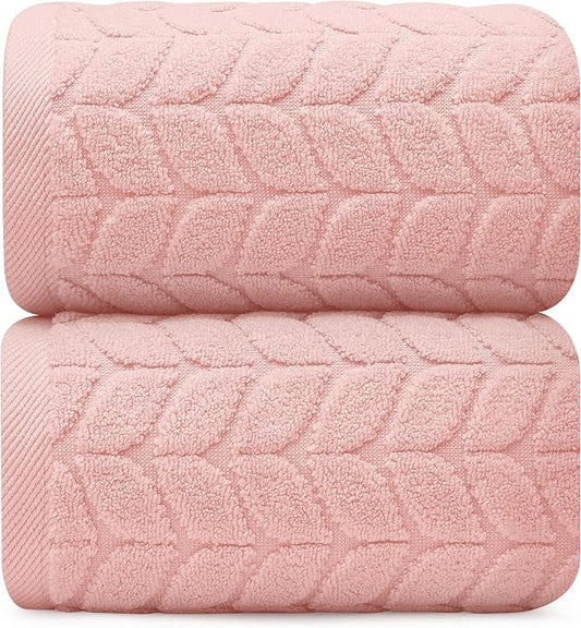 Alusa Home Ultra Soft & Stylish 700 GSM Luxury Bath Sheets | Pack of 2 | Extra Large 35x70 Inches | 100% Zero-Twist, Long-Staple Cotton | Remarkably Absorbent (Blush Pink)
