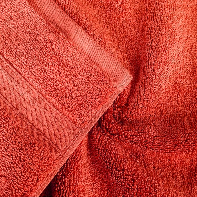 Superior Egyptian Cotton Plush & Absorbent, Bath Towel Set of 4, Coral | Quick Dry, Soft Luxury Towel Set, Bath Essentials for Bathroom, Guest Bath, Spa, 4 Piece Bath, Madeline Towels