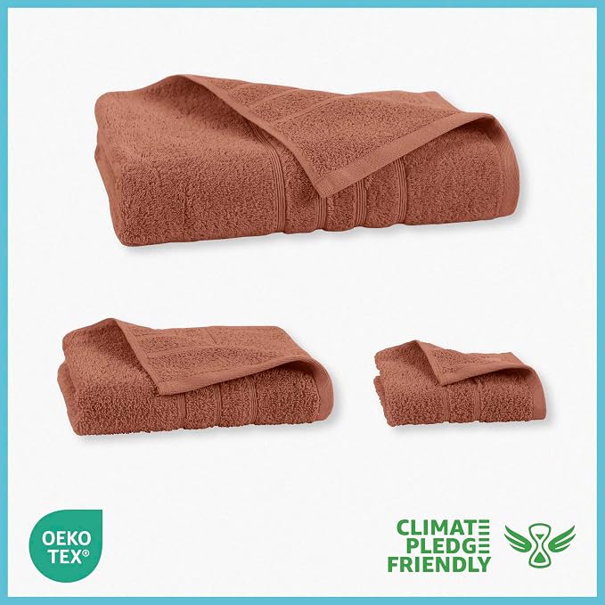 Martex Ultimate Performance 6-Piece Towel Set, Terracotta | 100% Cotton, Supersoft & Absorbent, Low-Linting, Easy Care, Versatile, 2 Bath Towels, 2 Hand Towels, 2 Wash Cloths