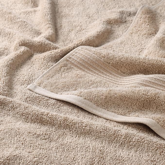 Superior Egyptian Cotton 4-Piece Bath Towel Set for Shower, Bath, Spa, Resort, Hotel, Soft Body Towels, Airbnb Essentials, Apartment, Dorm, Quick Dry, Absorbent, Bathroom Basics, Taupe