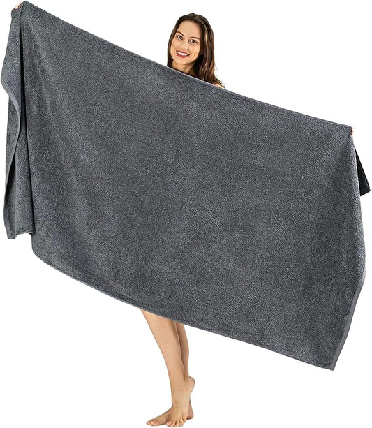 SALBAKOS Luxury 100% Turkish Cotton Bath Sheets 40x80 in Oversized Extra Large Bath Towels | Premium Hotel Quality Thick Soft Absorbent Turkish Towel for Spa Beach (Pack of 1, Gray, Jumbo Bath Sheet)