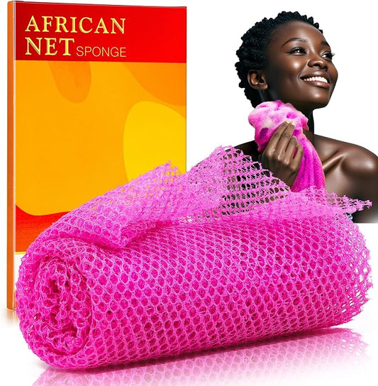 African Net Sponge Set (1PCS) - Exfoliating Tool for Face & Body, Travel-Sized & Compact, Durable, Mild Exfoliation for Men & Women's Daily Use(Pink)