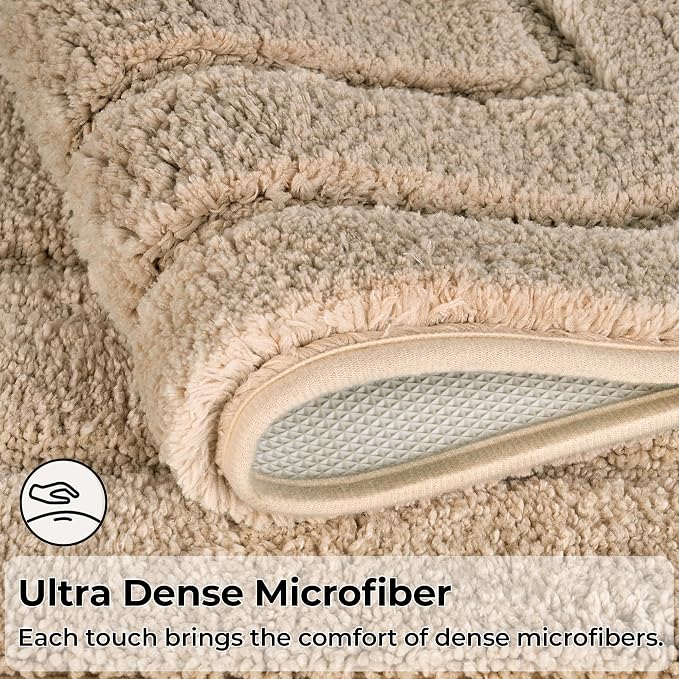 GRANNY SAYS Khaki Bathroom Rugs Non Slip, 59" x 20, Small Bathroom Rugs Washable，Bath Mats for Floor, Microfiber Bath Mat for Tub, Absorbent Shower Rug